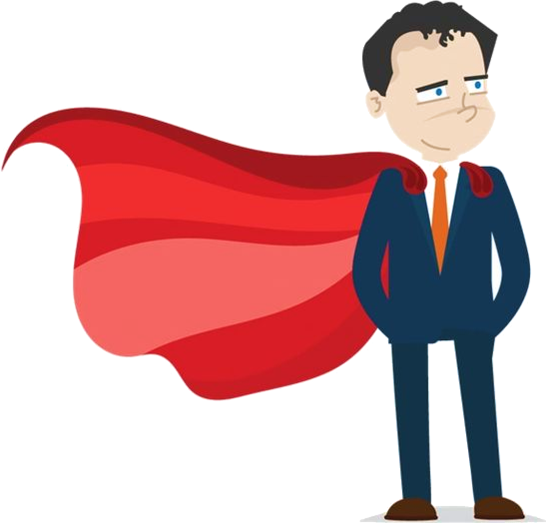 Superhero-themed cartoon character in suit