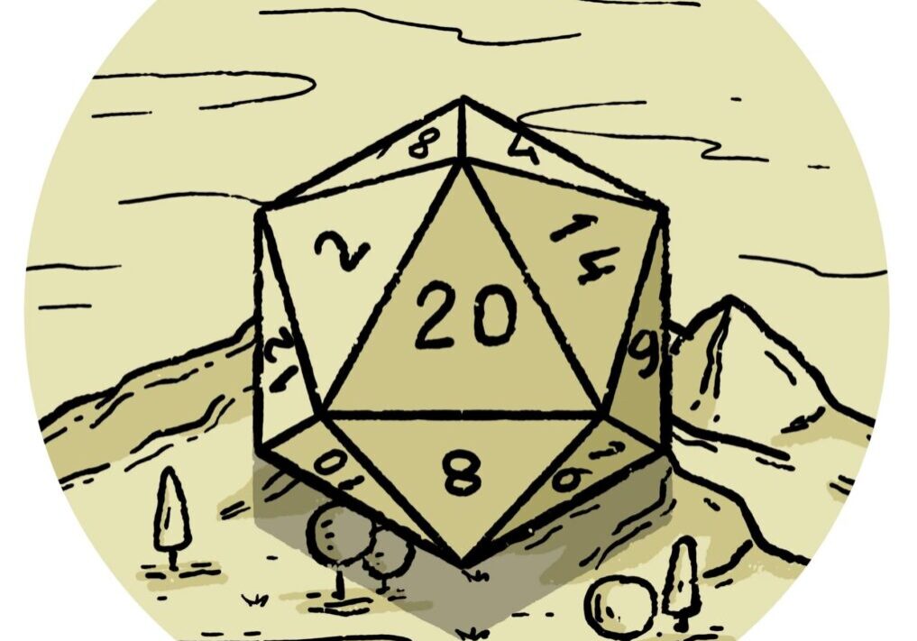 Logo of tabletop RPG game with 20d dice. Natural landscape engraving. Board adventure game. SSUCv3H4sIAAAAAAAACpyRy27DIBBF95X6DxbrWLKDg+3+StQFhkmMSsDikSqK8u/lYSq67Y45c7nzer6/NQ1aqBUMfTTPGIVYSOmtM9QJrQLuDzs3oDiYQLpC7gaTrgbAhdNGUFnDhTq2KnqDAJWXMuJXSiLrqPMWbFUd7BaLViJGHVyD6x9Zafqc46YkUjL8CCmEDhWzfkmsoGz+r5/58Vnmo1dQ7BF7e1VdG5BA82jnLEVf3w7MLU2xi